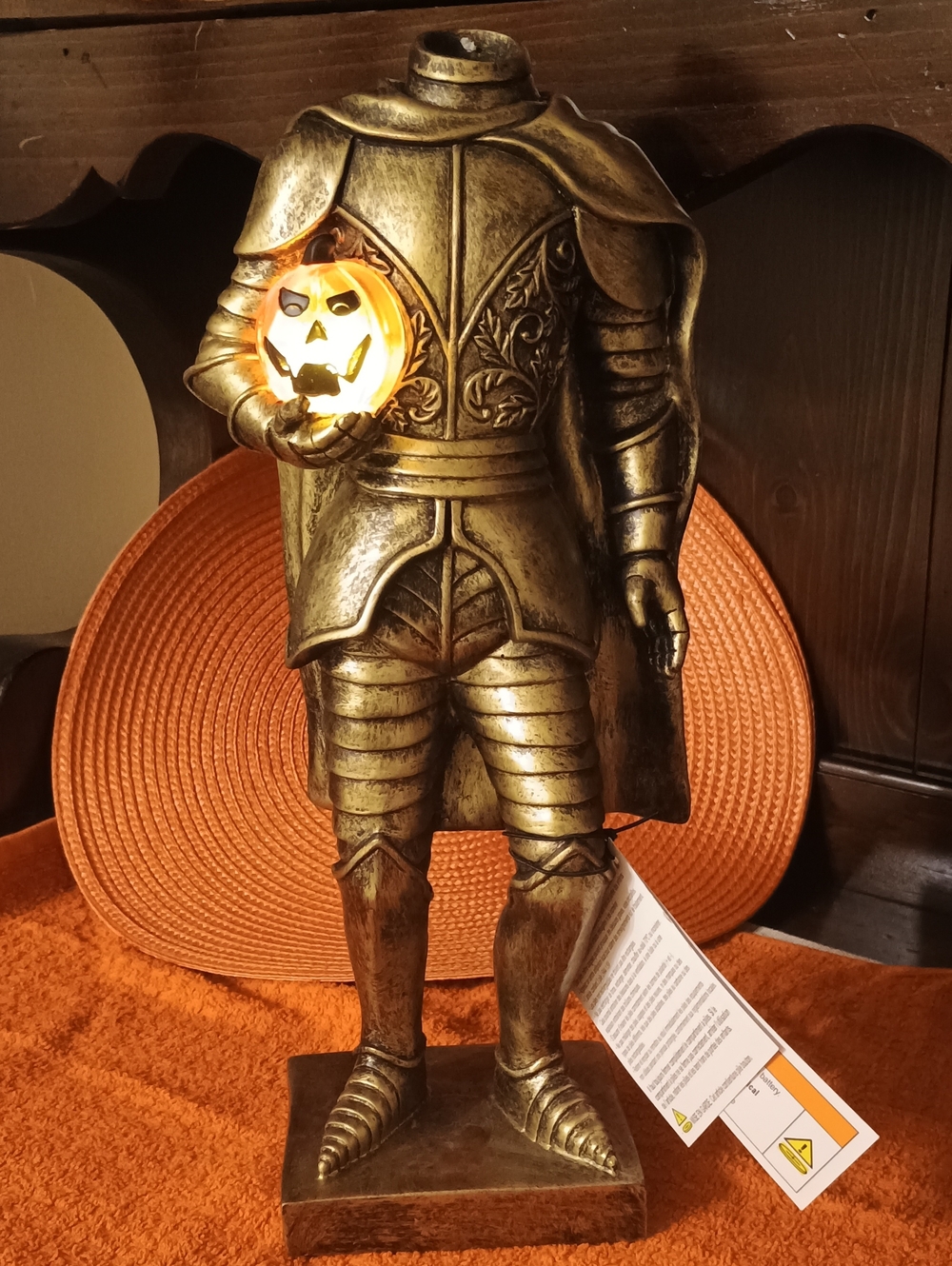 Martha Stewart Bronze Headless Horseman Knight LED Light Up Statue NWTS VIRAL
